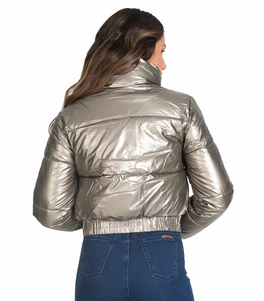Jaqueta Puffer Feminina Metalizada Select Dourado