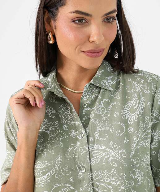 Vestido Feminino Chemise Paisley Marisa Verde