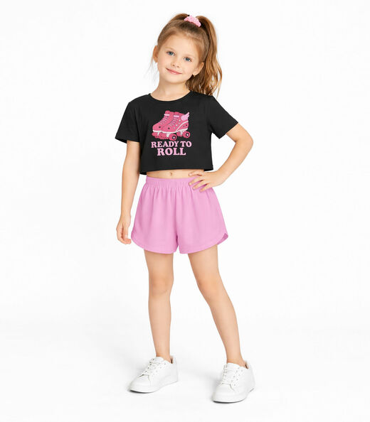 Conjunto Feminino Infantil Blusa E Short Select Preto