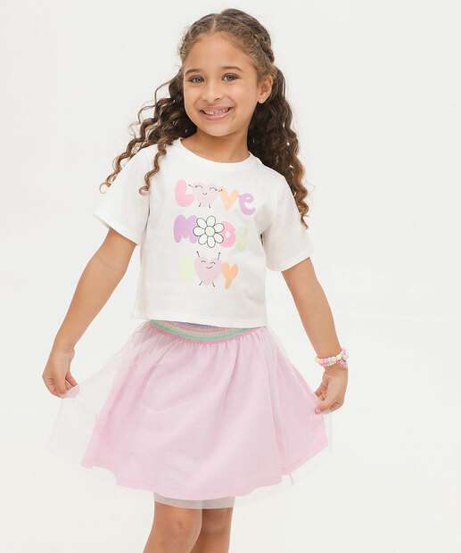 Conjunto Infantil Estampa Flores Marisa Tam 4 a 10