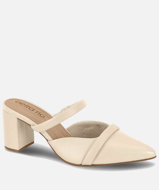 Scarpin Mule Feminino Salto Grosso Tiras Beira Rio