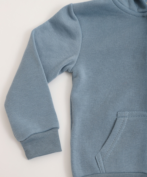 Casaco Infantil Moletom Flanelado Capuz Marisa Tam 1 a 3 Azul