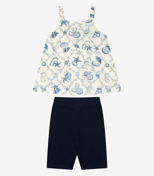 Conjunto Regata Com Ciclista Rovi Kids Bege