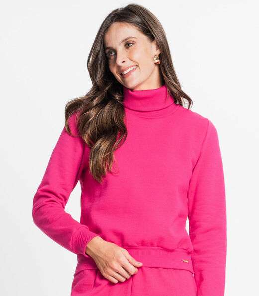Blusão Feminino Em Moletom Rovitex Rosa