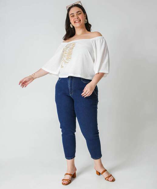 Blusa Ciganinha Plus Size Feminina Marisa Off White