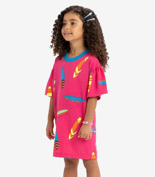 Vestido Infantil Estampado Rovi Kids Rosa