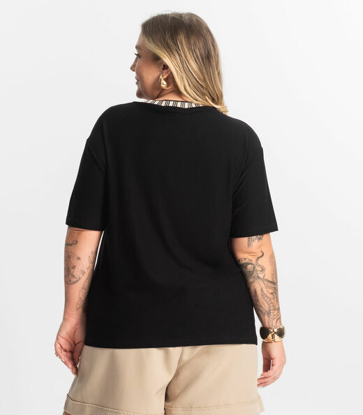 Blusa Viscose Plus Size Secret Glam Preto