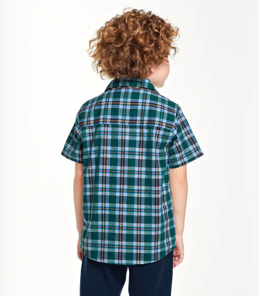 Camisa Infantil Masc Tricoline Xadrez Trick Nick Verde