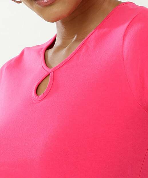 Blusa Cropped Feminina Vazada Manga Curta Marisa