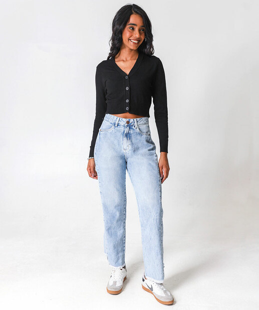 Image_Calça Jeans Reta Feminina Barra Assimétrica Marisa Azul