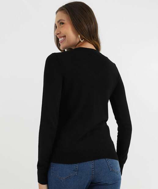 Cardigan Feminino Botões Alongado Marisa Preto