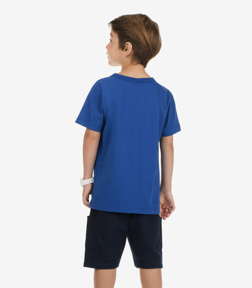 Camiseta Meia Malha Menino Rovi Kids Azul
