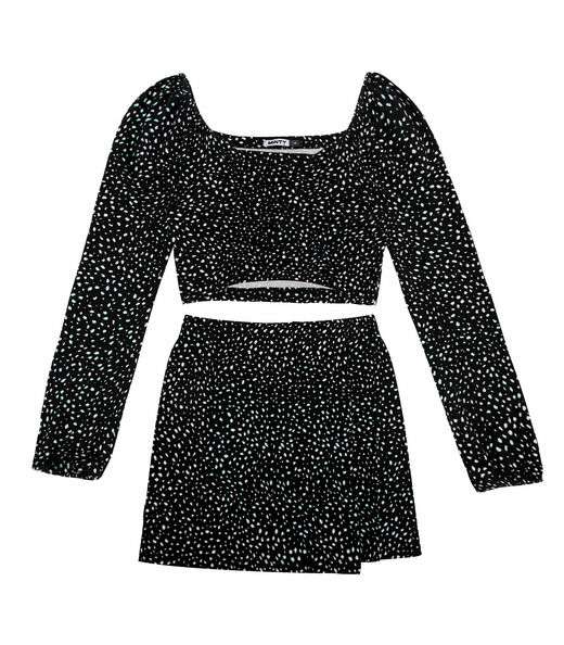 Conjunto Juvenil Feminino Blusa Com Saia Minty Preto