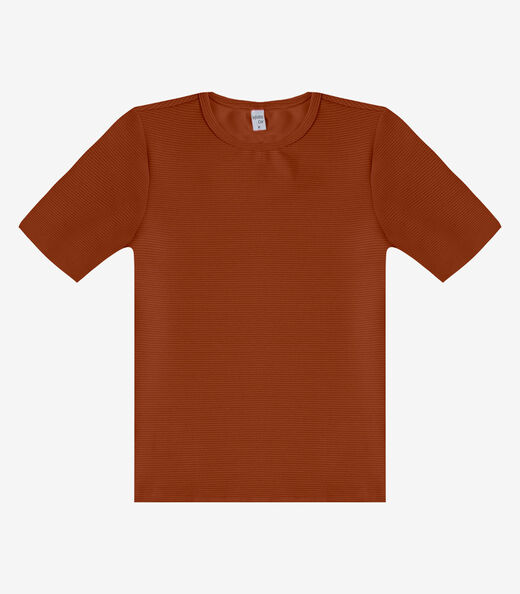Blusa Feminina Justa Em Malha Classic Infinita Cor Marrom