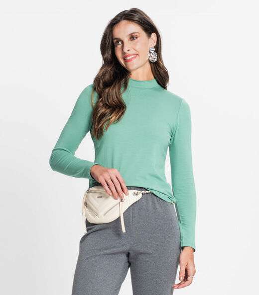 Image_Blusa Feminina Manga Longa Gola Alta Rovitex Verde