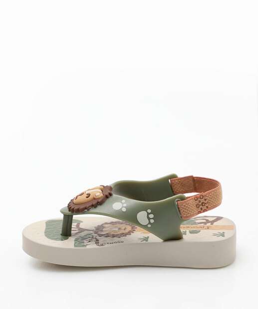 Chinelo Ipanema Infantil Bebê Leão Bege