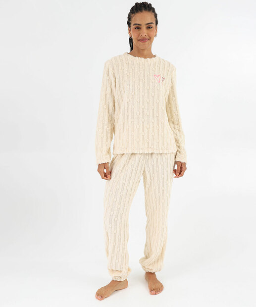 Image_Pijama Feminino Jaquard Bordado Coração Marisa Bege