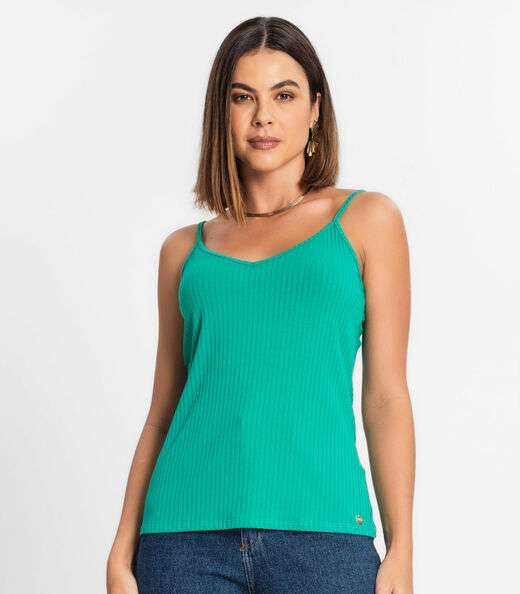 Blusa De Alça Feminina Ribana Canelada Rovitex Verde