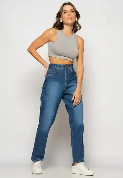 Cropped Regata Recorte Malha Mescla Salvatore Fashion