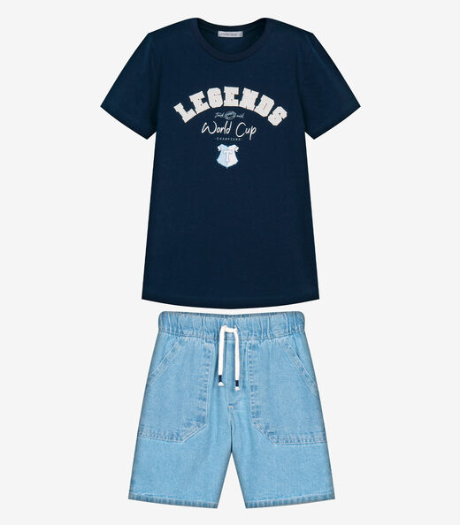 Conjunto Infantil Camiseta Com Bermuda Trick Nick Azul