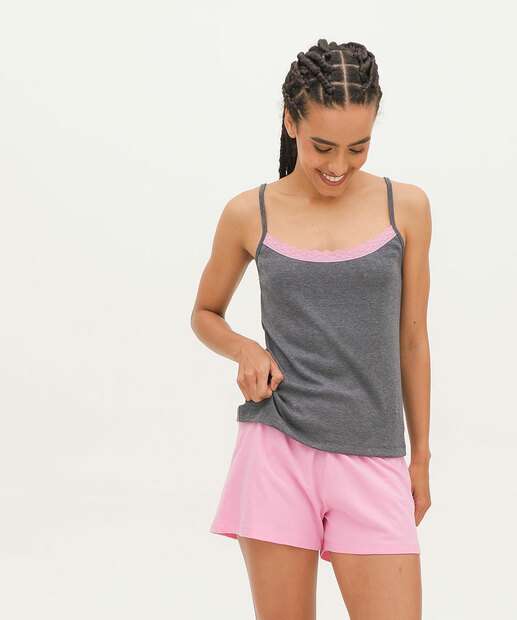 Pijama Feminino Recorte Alças Finas Marisa