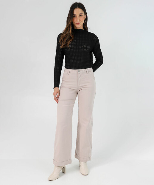 Suéter Feminino Renda Gola Média Marisa Preto