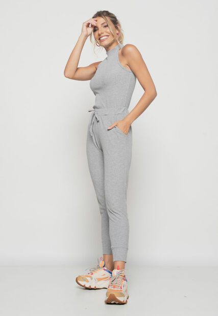 Conjunto  Comfy Com Regata e Jogger Canelada Mescla Salvatore Fashion