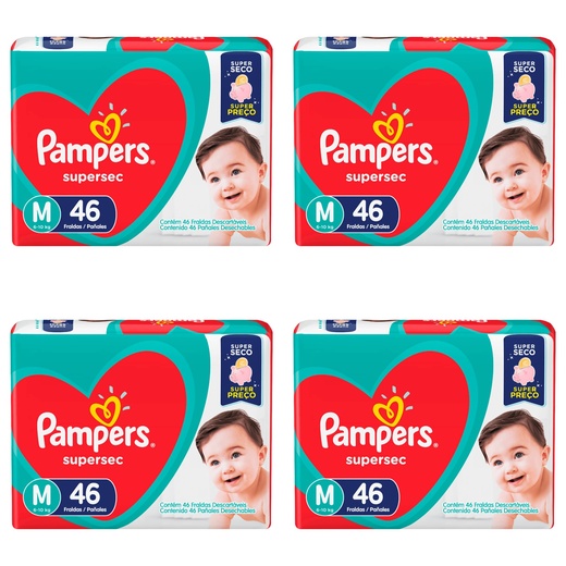 Image_Kit 4 Fraldas Pampers Super Sec M c/ 46 Unidades cada