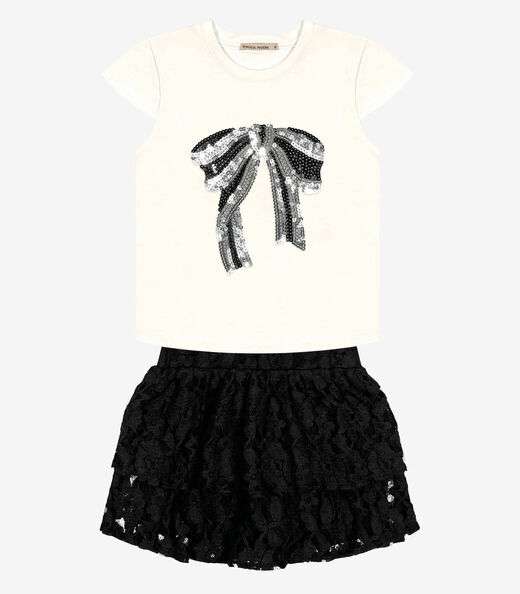 Conjunto Blusa Com Saia Lantejoula Trick Nick Preto