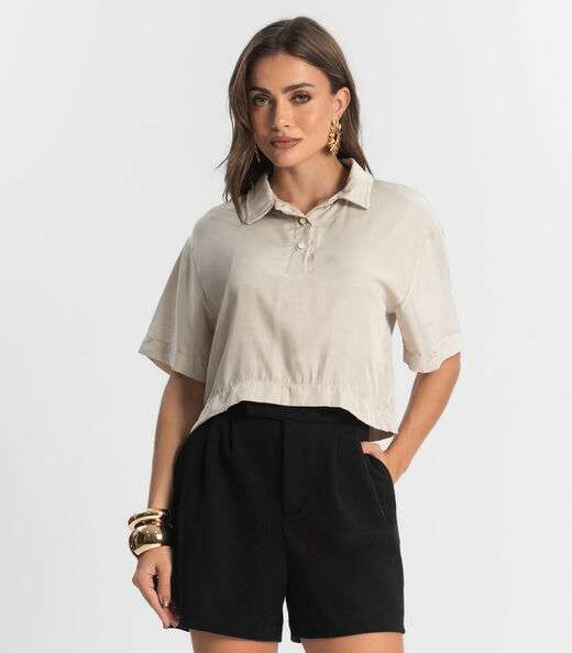 Image_Camisa Feminina Manga Curta Endless Bege