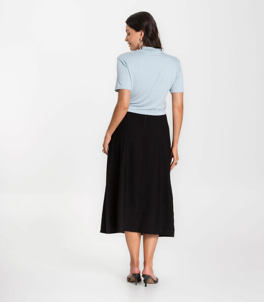 Saia Midi Feminina Evase Marrante Renaluci Preto