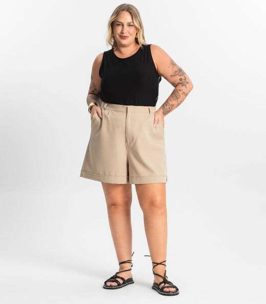 Regata Viscose Lisa Plus Size Secret Glam Preto
