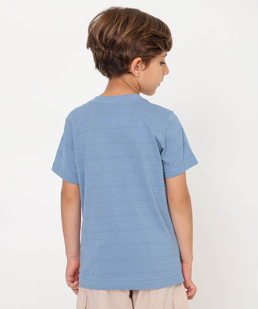 Camiseta Infantil Manga Curta Textura MR Tam 4 a 10 Azul