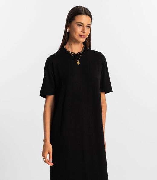 Vestido Midi Feminino Rovitex Preto