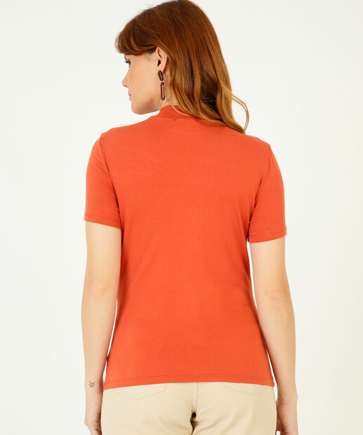 Blusa Feminina Gola Alta Manga Curta Marisa