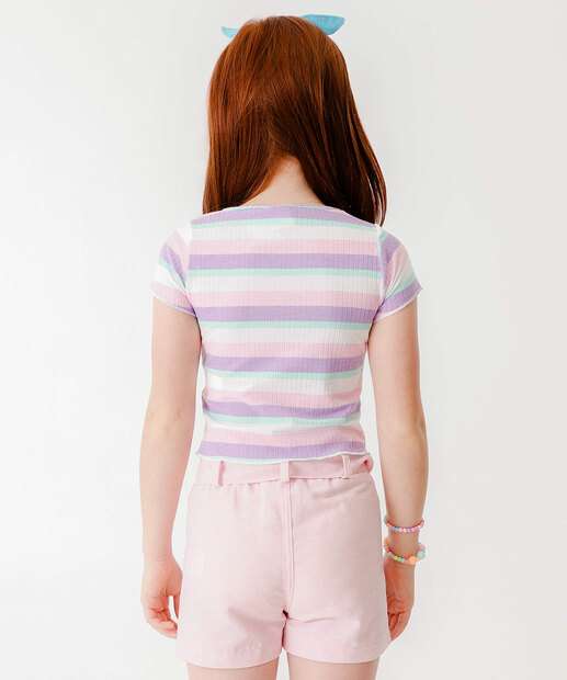 Blusa Infantil Listrada Manga Curta Marisa Tam 4 a 10