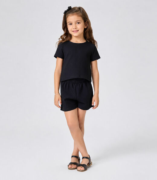 Conjunto Infantil Feminino Blusa e Short Select Preto