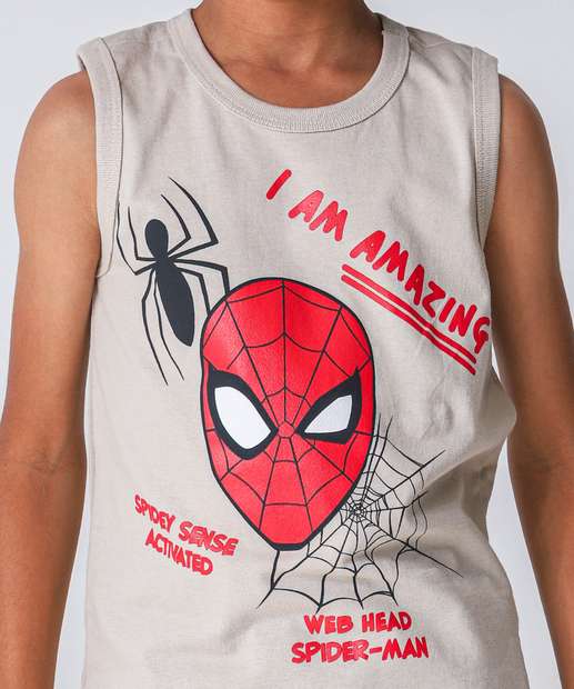 Regata Infantil Homem Aranha Tam 4 a 10 Bege