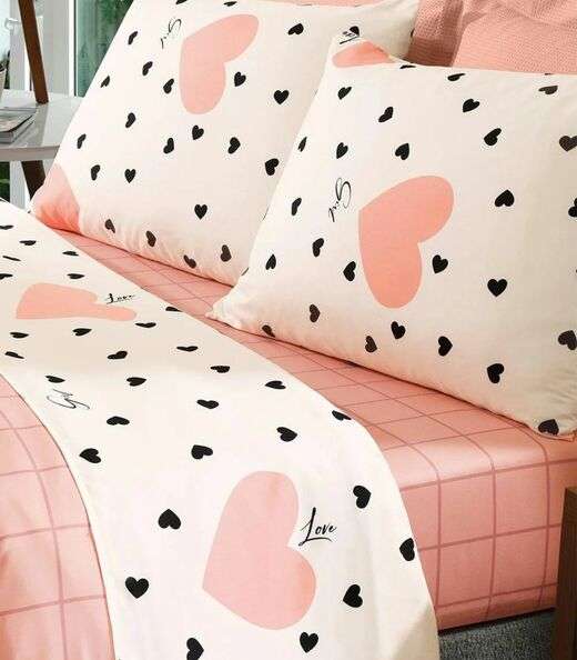 Jogo De Cama Coração Queen Lar E Lazer Bege