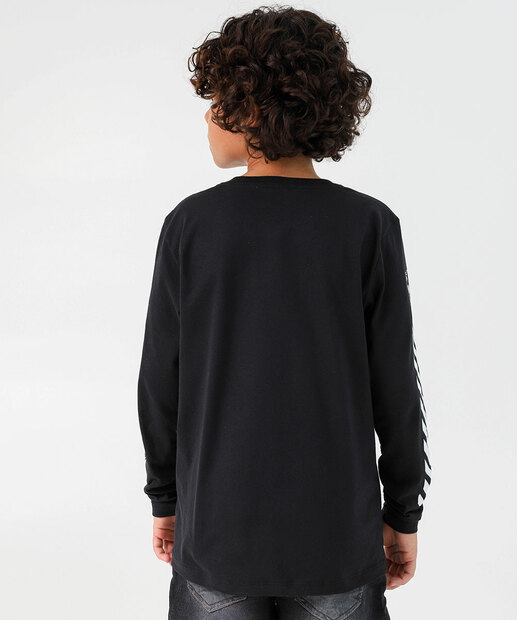 Camiseta Juvenil Manga Longa Sonic Preta