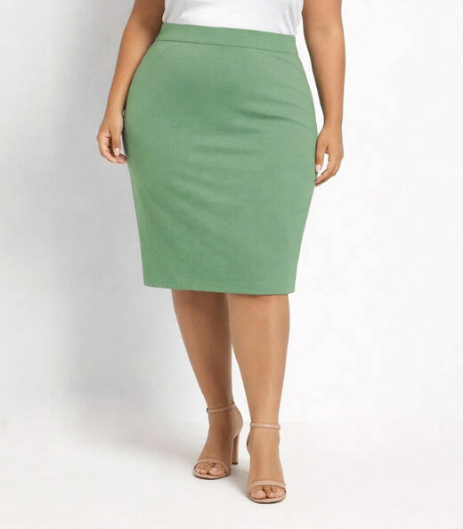 Saia Feminina Plus Size Em Bengaline Renaluci Verde