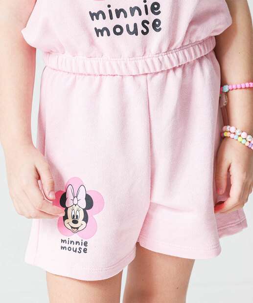 Conjunto Infantil Moletinho Minnie Rosa Tam 4 a 10