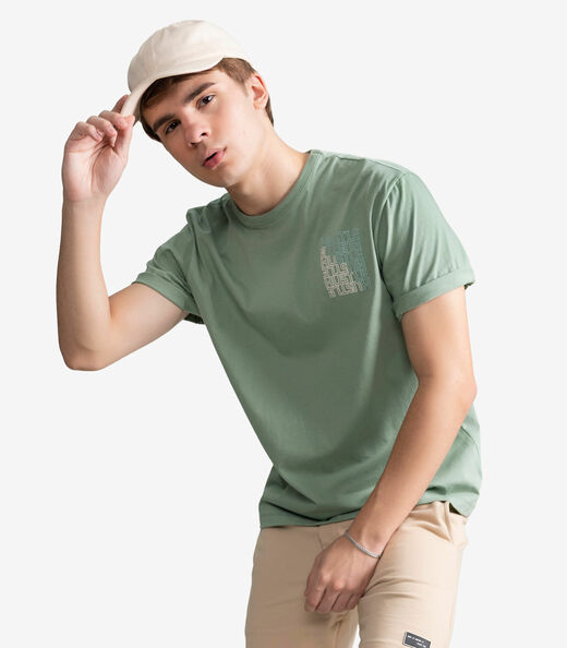 Camiseta Masculina Meia Malha Com Estampa Minty Verde