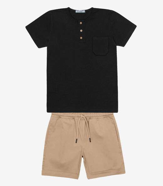 Conjunto Infantil Camiseta Com Bermuda Trick Nick Preto