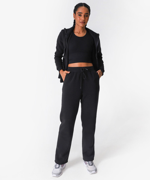 Image_Calça Feminina Moletom Fitness Reta Marisa Preto