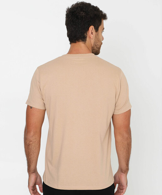 Camiseta Masculina Básica Manga Curta Marisa Bege