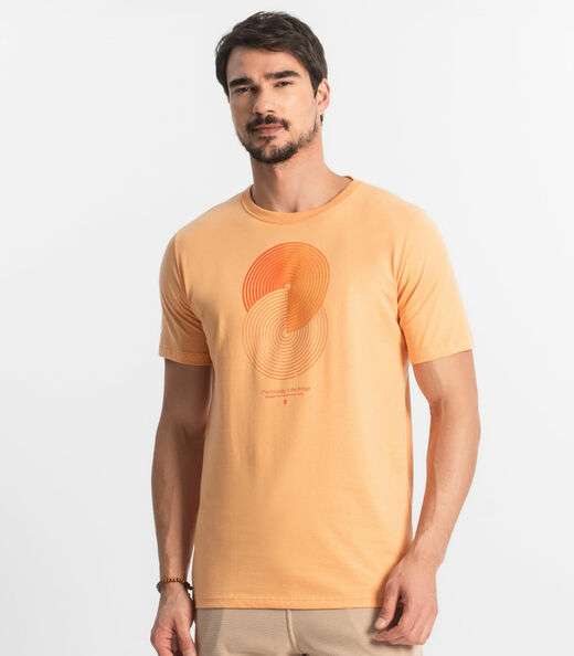 Camiseta Masculina Meia Malha Diametro Laranja