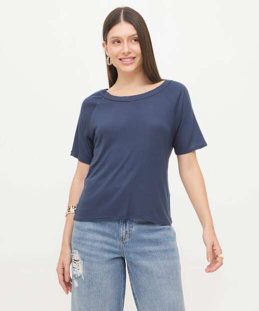 Blusa Feminina Básica Manga Curta Marisa