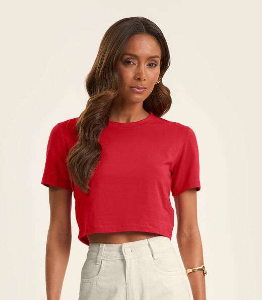 Blusa Básica Feminina Cotton Leve Rovitex Vermelho