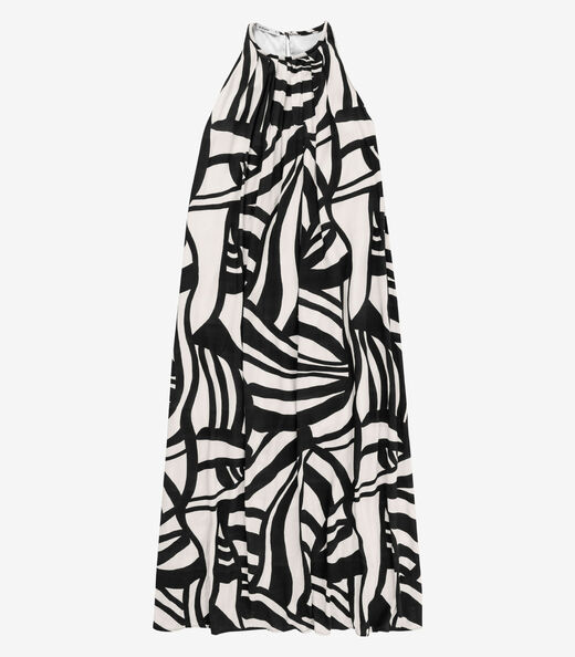 Vestido Feminino Longo Evasê Estampado Endless Preto